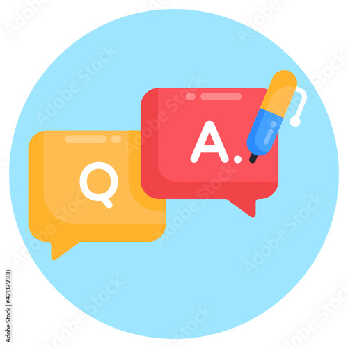 
Bubbles with alphabets denoting flat icon of question answer 

