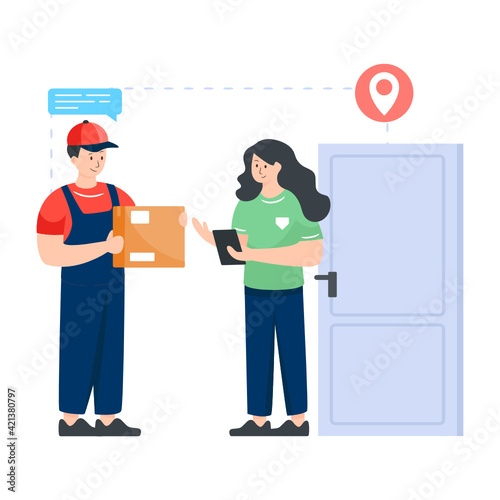 
Home delivery in editable flat vector

