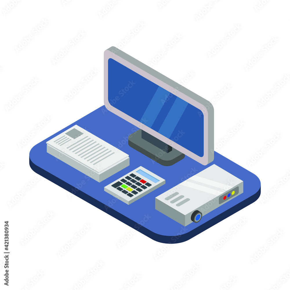 Isometric office desk Isometric office desk