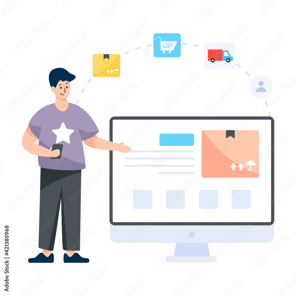 E Supply chain flat illustration icon
E Supply chain flat illustration icon