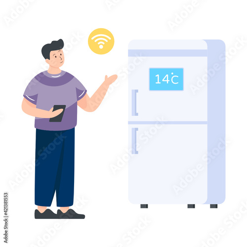 
A smart refrigerator flat editable illustration 

