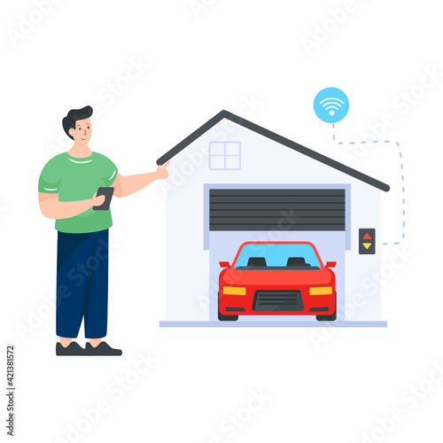 
A smart garage flat illustration vector 

