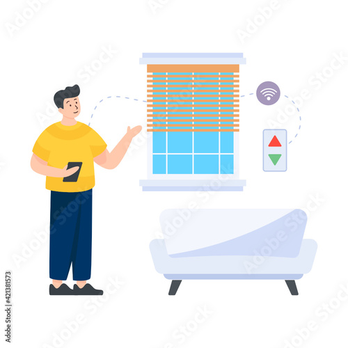 
Smart blinds flat editable illustration 

