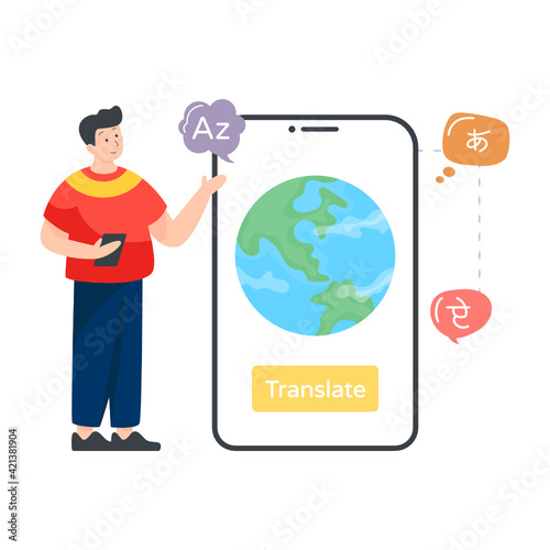 
A language learning app in flat illustration

