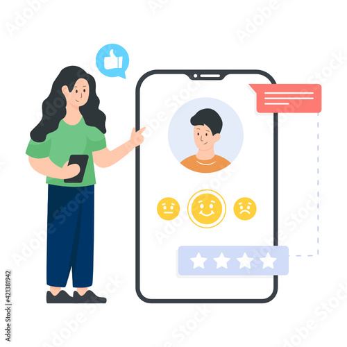 
Flat rating app in editable illustration 

