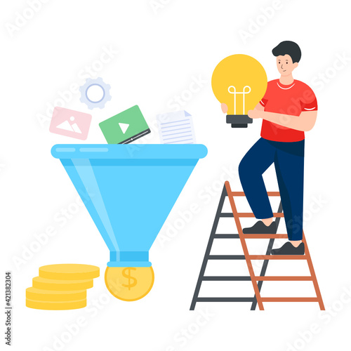 
A marketing funnel flat illustration design

