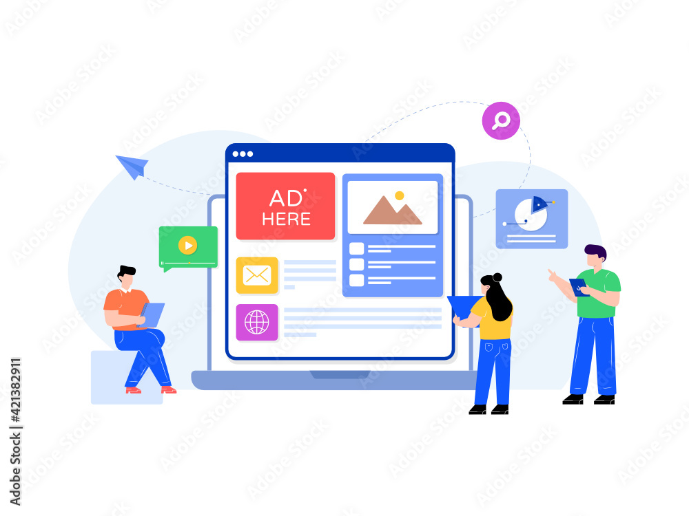 
A flat illustration of web ad in modern style 

