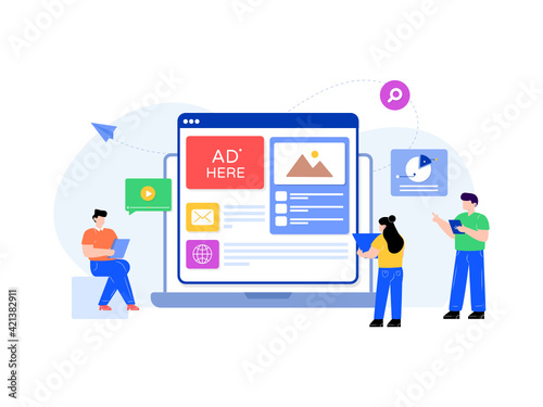 
A flat illustration of web ad in modern style 


