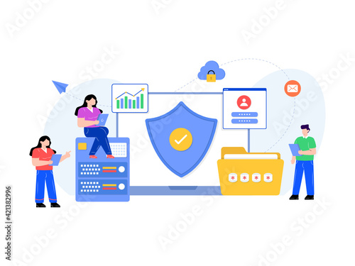 
A business data protection flat editable illustration 

