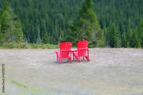 two chairs in a field
