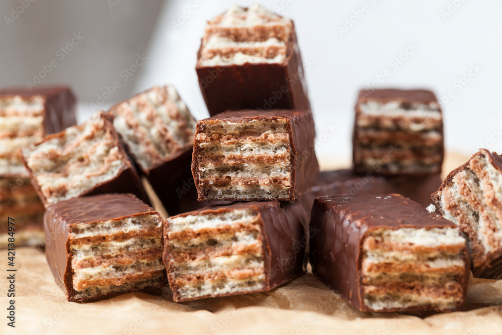 crispy waffles with chocolate filling crispy waffles with chocolate filling