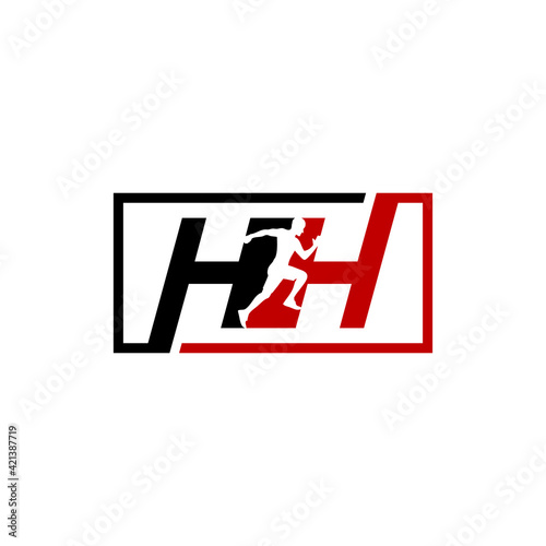 hh run logo design vector icon