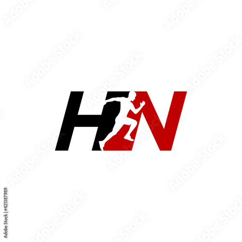 hn run logo design vector icon