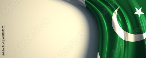 Pakistan Flag. 3d illustration of the waving national flag with a copy space.
Asia country flag. photo