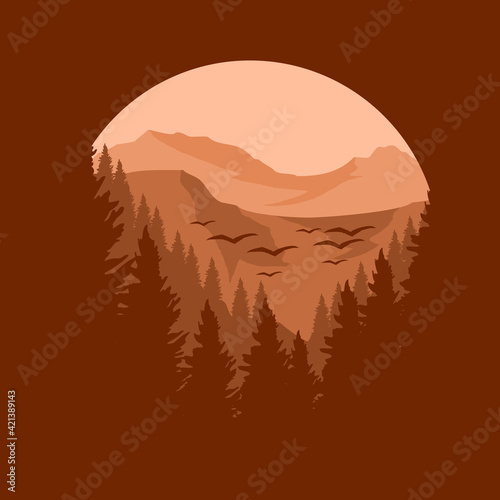 creative mountain flat design vector illustration for travelling symbol, tour logo, tourism design, adventure badge, social media design and backdrop