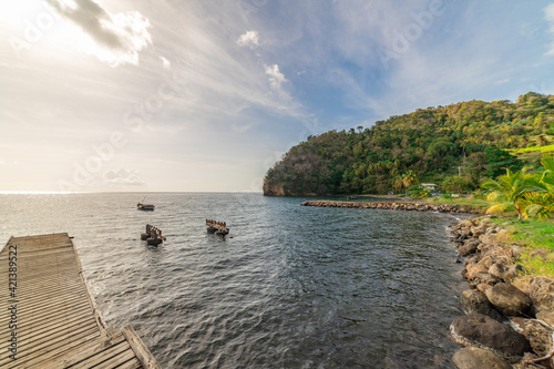 Saint Vincent ant the Grenadines, Wallilabou bay, boats