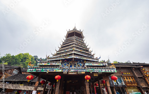 Drum Tower in Dongzhai Village, Zhaoxing, Southeast Guizhou, China photo