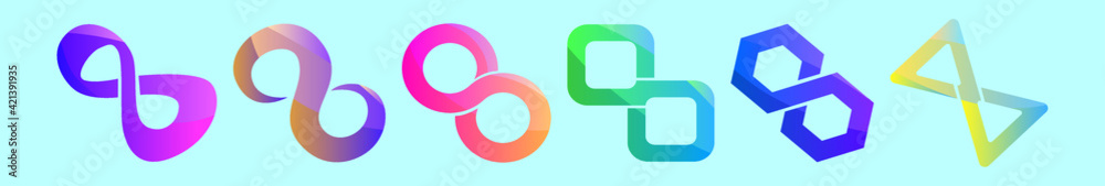 set of infinity symbol cartoon icon design template with various models. vector illustration isolated on blue background set of infinity symbol cartoon icon design template with various models. vector illustration isolated on blue background