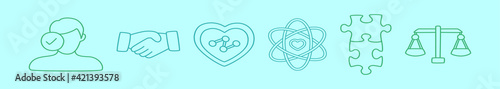 set of integrity cartoon icon design template with various models. vector illustration isolated on blue background