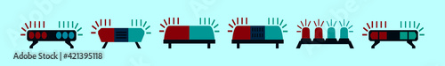 set of police light cartoon icon design template with various models. vector illustration isolated on blue background