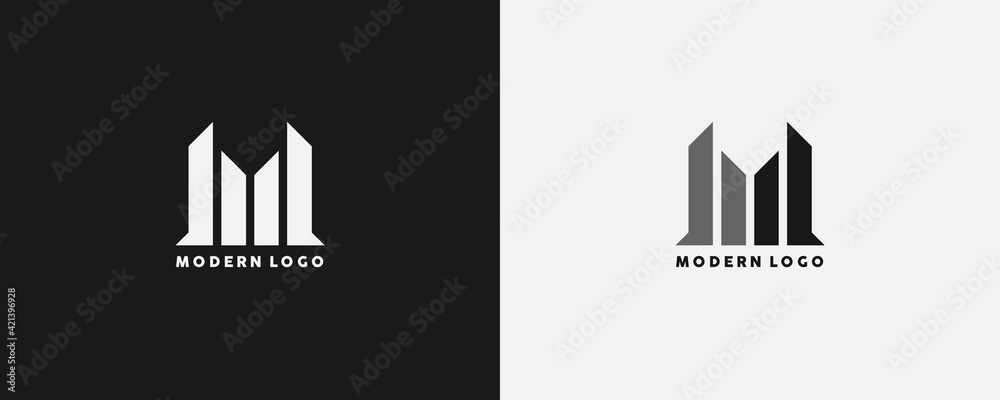 MODERN LOGO Letter M Building Vector Logo Template