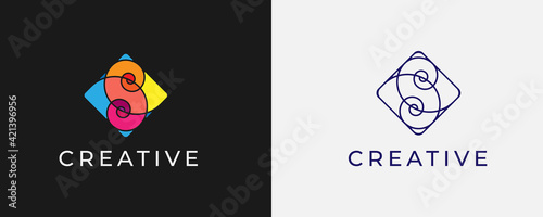 VECTOR CREATIVE MONOGRAM INITIAL S IN FIBONACCI LOGO DESIGN CONCEPT