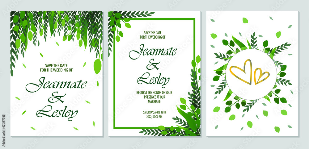digital painting floral wedding invitation card