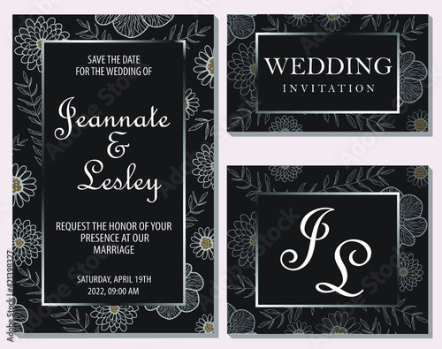 Digital painting wedding invitation card design