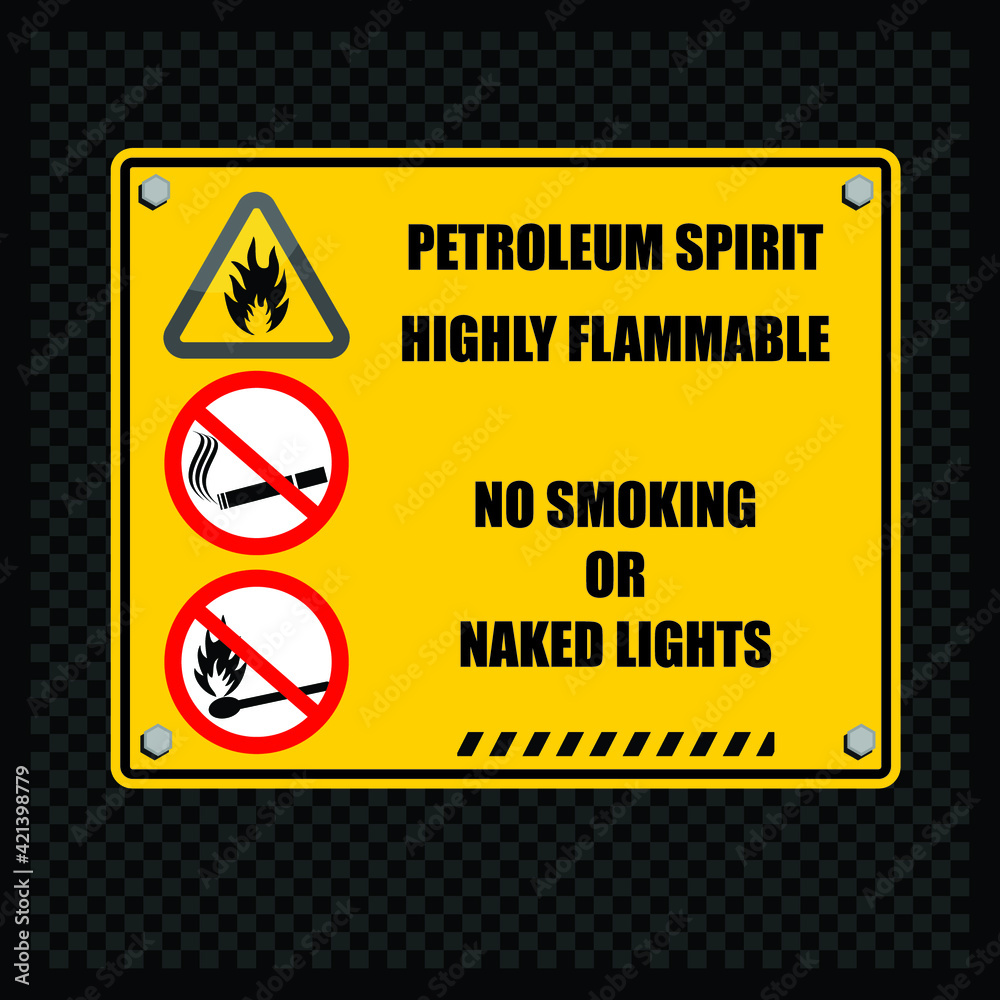 No Smoking or naked lights, Label No Smoking or naked lights, Label