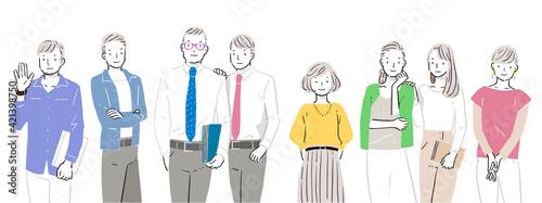 男性・女性のビジネスチームのイラスト