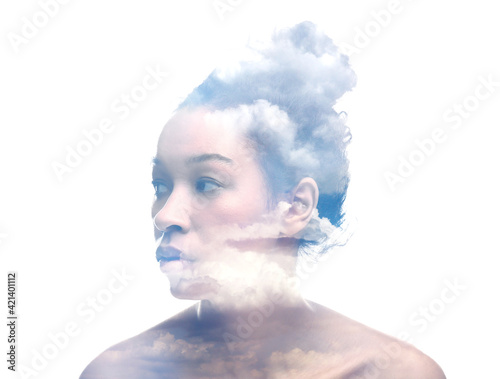 Double exposure of beautifu...