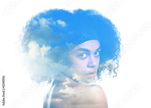 Double exposure of beautifu...