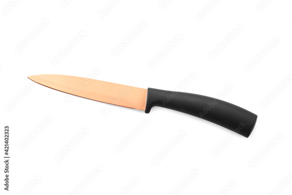 Knife with black handle on white background Knife with black handle on white background
