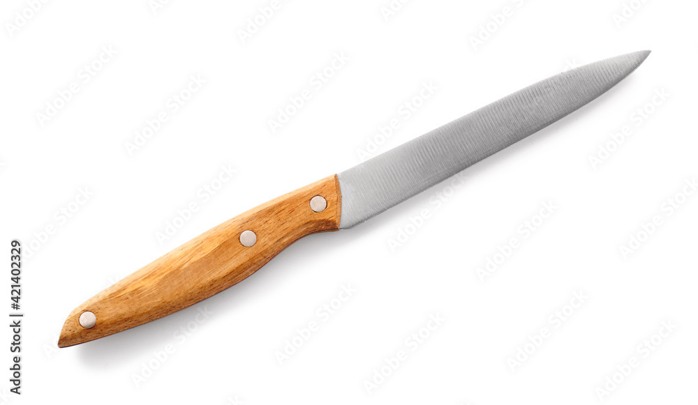 Knife with wooden handle on white background Knife with wooden handle on white background