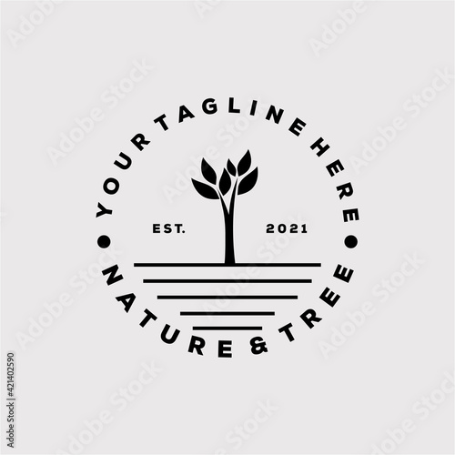 vintage nature and tree logo vector illustration design. minimalist nature symbol