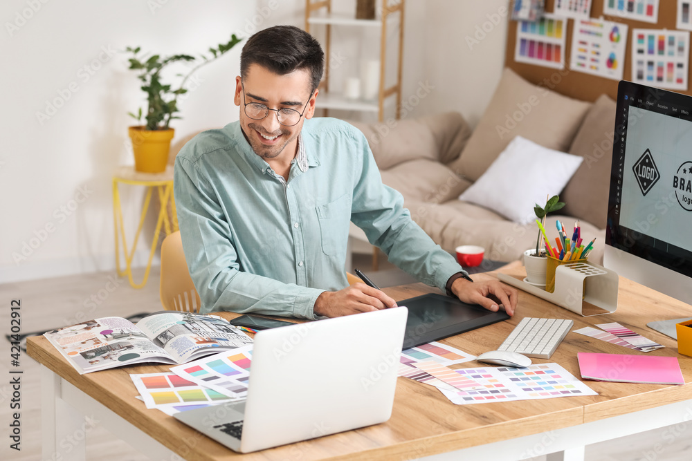 Graphic designer working in office