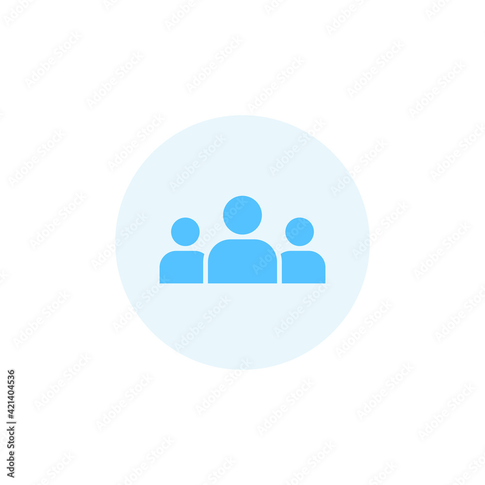 3 people colored icon. Simple flat style. Multi user, circle, group, person, service concept. Crowd sign symbol design. Vector illustration isolated on white background. EPS 10. 3 people colored icon. Simple flat style. Multi user, circle, group, person, service concept. Crowd sign symbol design. Vector illustration isolated on white background. EPS 10.