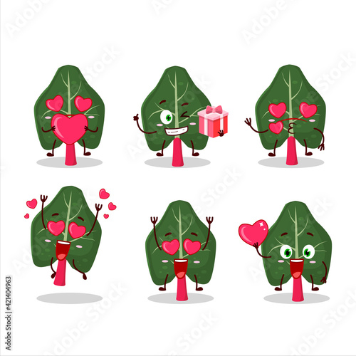 Rhubarb cartoon character with love cute emoticon
