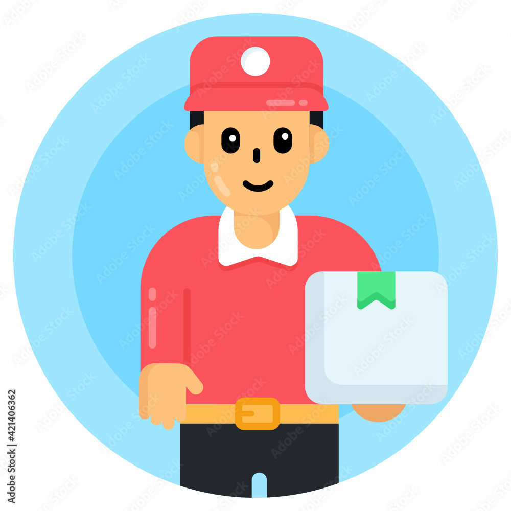 Man with bag denoting flat icon of employee
Man with bag denoting flat icon of employee