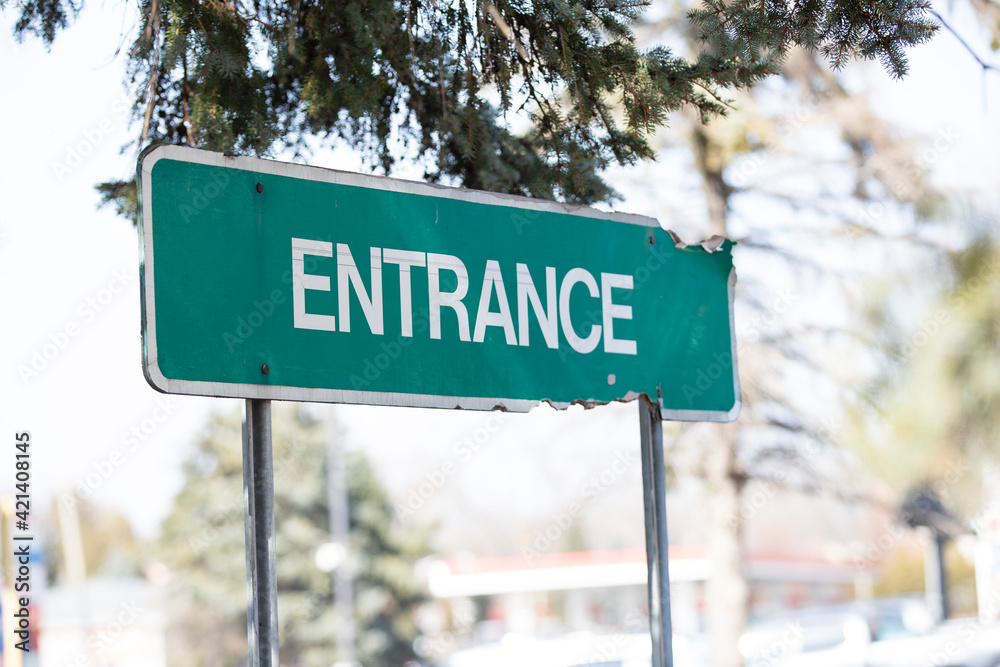 Old Entrance sign in selective focus