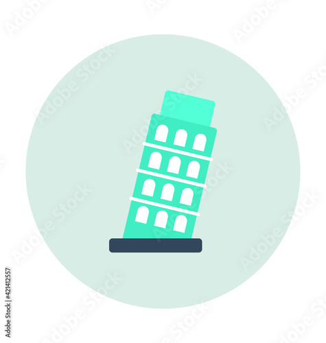 Pisa Tower Colored Vector Icon