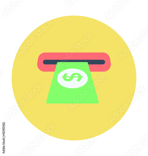 Atm Withdrawal Colored Vector Icon