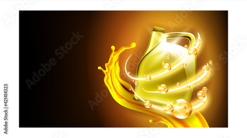 Engine Synthetic Oil Advertising Banner Vector Illustration