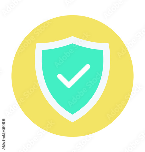 Shield Tick Colored Vector Icon