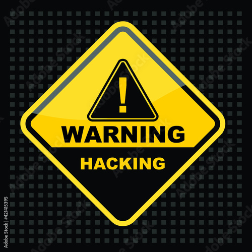 Warning, Hacking sticker and label vector