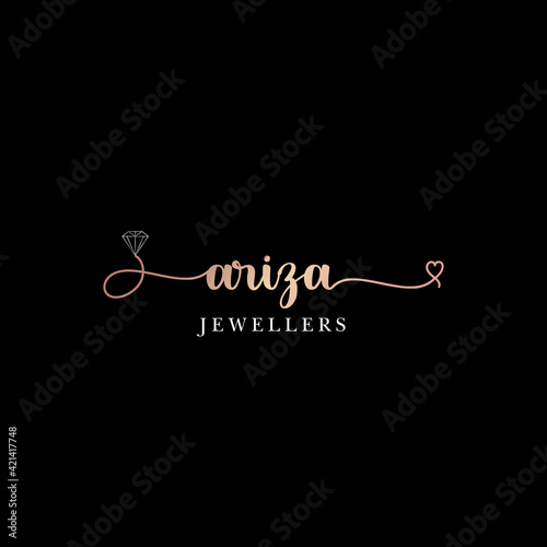 Ariza Jewellers, A beautiful signature logo design with beautiful gradient for jewellers brands.