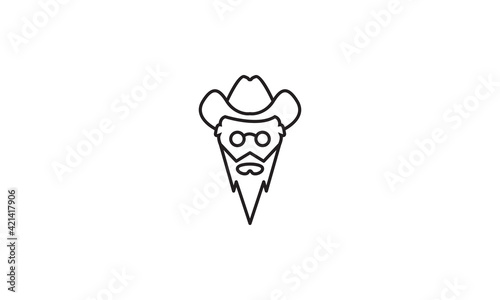 head man lines with long beard logo vector symbol icon design illustration