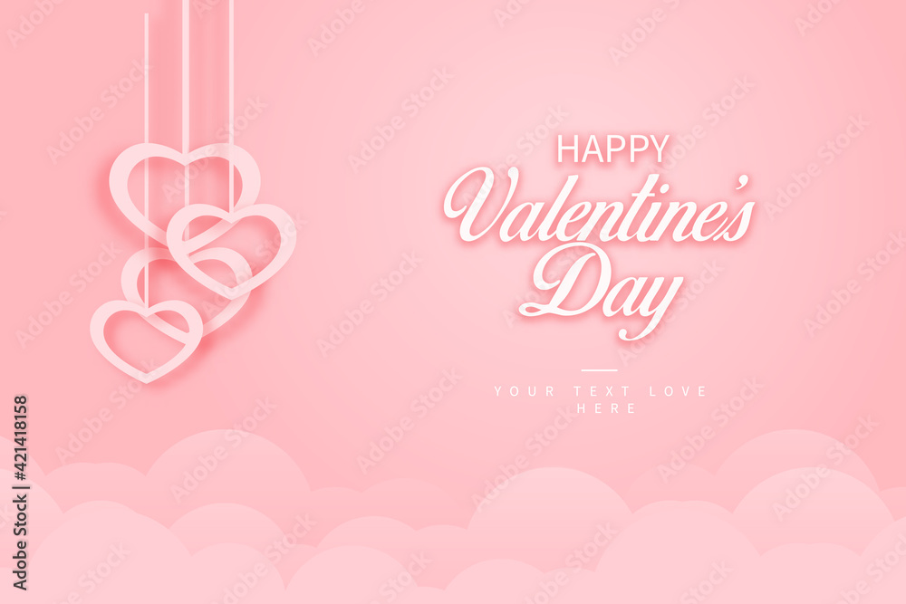 Realistic Happy valentine's day background, Romantic quote postcard, card, invitation, banner template design vector illustration