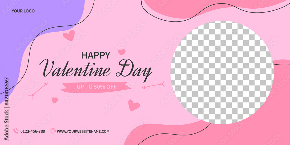 Abstract valentine's day sale banner with sweet concept. promotion and shopping template design vector illustration