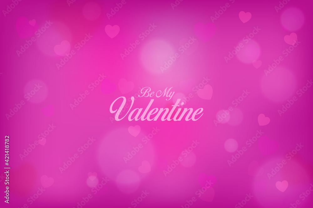 Blurred valentines day background concept. Romantic quote postcard, card, invitation, banner template design vector illustration